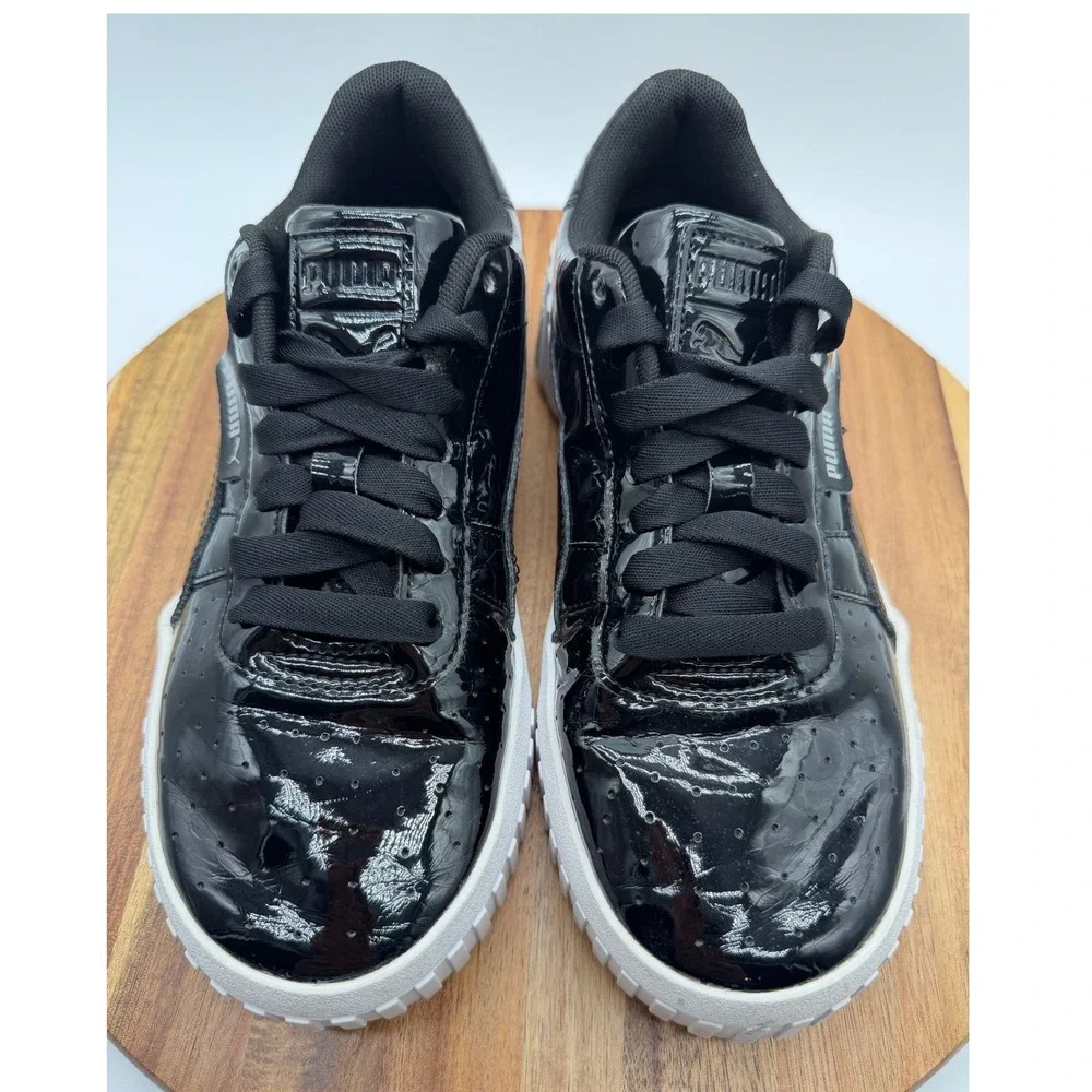Puma Cali Patent Black White Women's Size 6C Platform Sneakers 0498